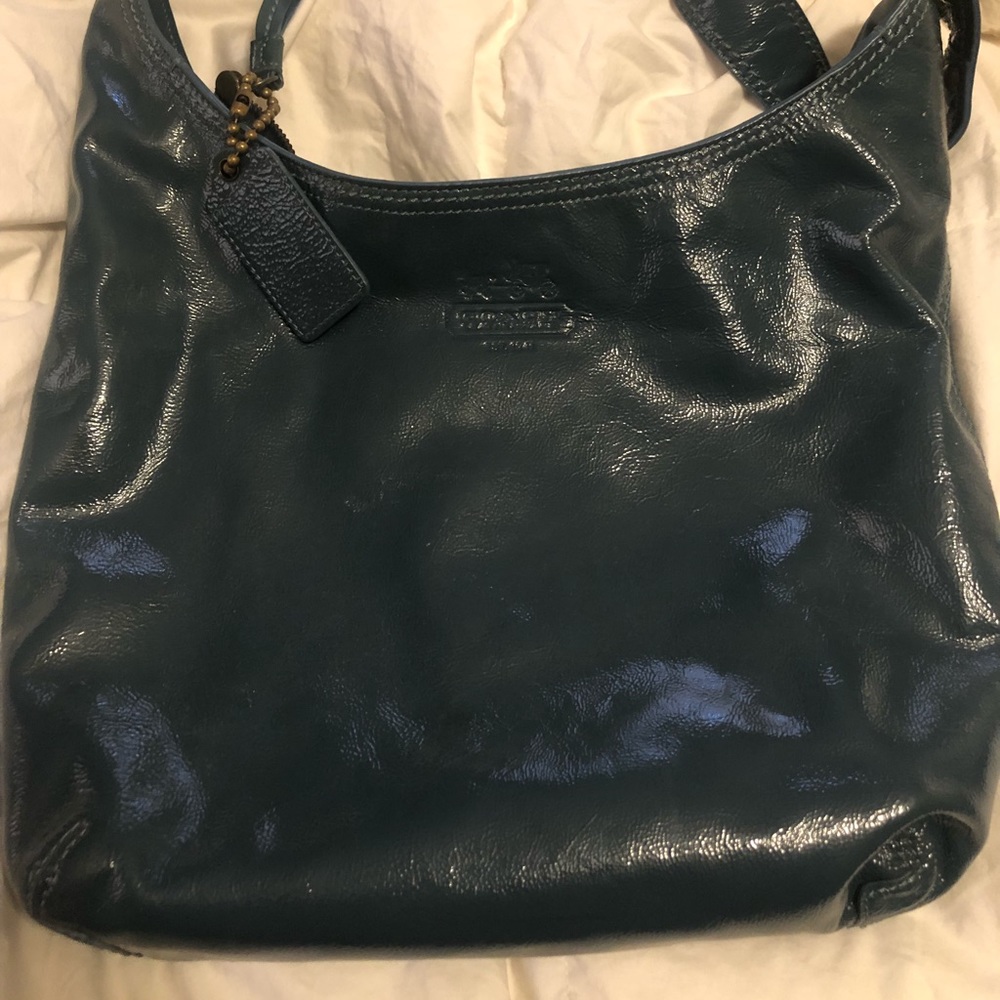 Coach blue patent leather purse